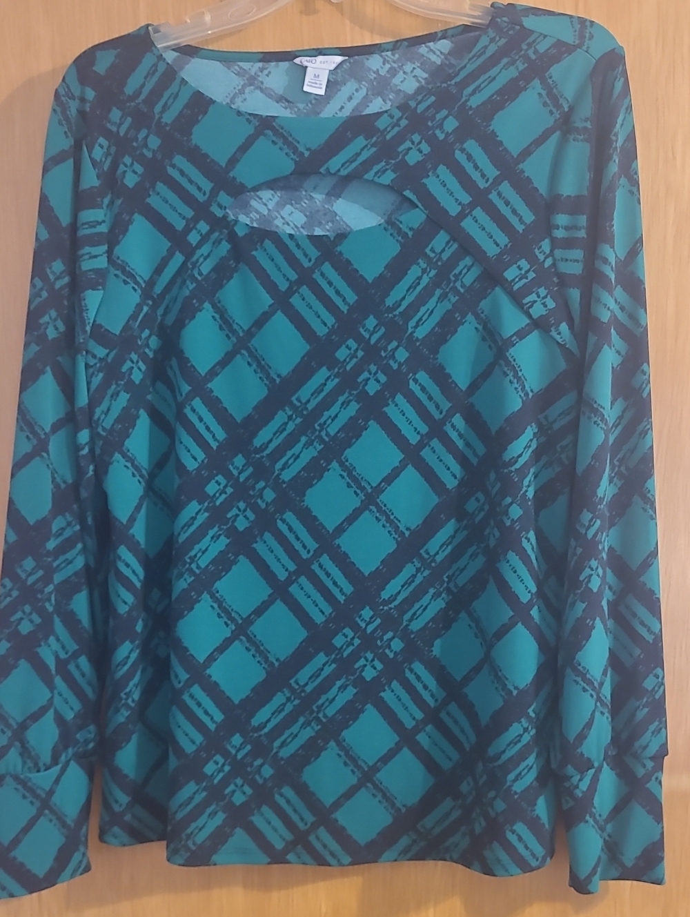 Cato Green and Black Patterned Long Sleeve Blouse